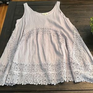 Gray lace and flowy dress. Great for summer.